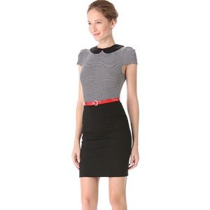 Alice & Olivia Peter Pan Black White Stripe Dress